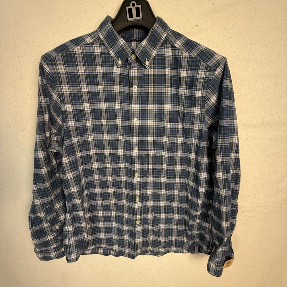Vineyard Vines Button Down Mens L Blue Plaid On-The-Go Performance brrr Stretch